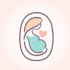 女性手绘孕妇图标