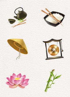 茶手绘精美中国传统元素矢量图