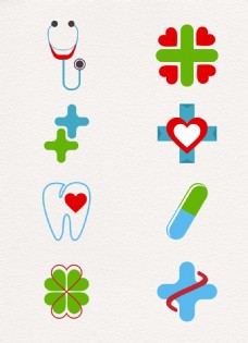 健康医疗8款彩色医疗健康矢量图标图片