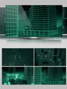 3D科技城市数字建模黑客虚拟世界毛刺效果