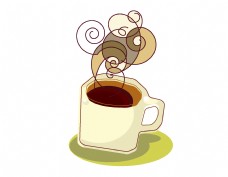 咖啡杯手绘咖啡拉花元素