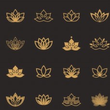 标志设计荷花莲花logo标志图标设计