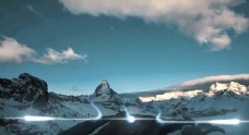 冰山城市光效冰川雪山光束视频素材