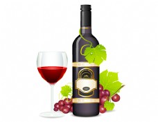 红葡萄与葡萄酒装饰图