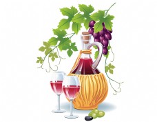 卡通葡萄架葡萄酒元素