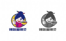 辣妹麻辣烫卡通logo设计