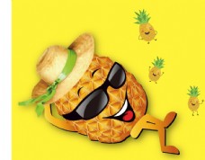 水果卡通菠萝夏季悠闲