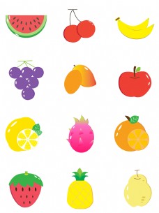 夏季处暑矢量手绘水果图标