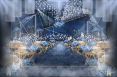 蓝色个性舞台婚礼仪式区