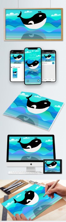 海与鲸插画