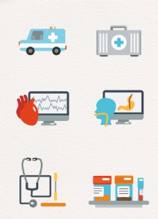 卡通生活卡通医疗急救设备生活图标元素