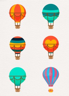 浮球扁平化彩色卡通热气球矢量图