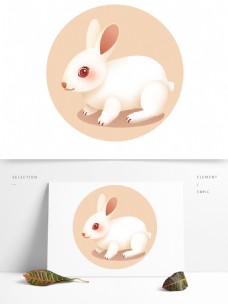 中秋节日玉兔月兔白兔子可爱动物手绘风元素