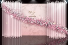 大气浪漫粉色婚礼迎宾区合影区背景效果图