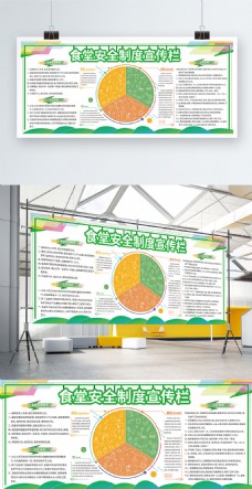 创意几何绿色食品安全宣传栏展板