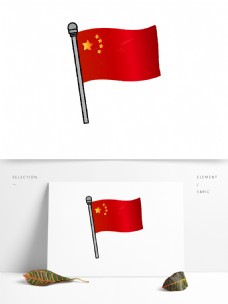 星星原创手绘建军节红色革命五星红旗设计素材