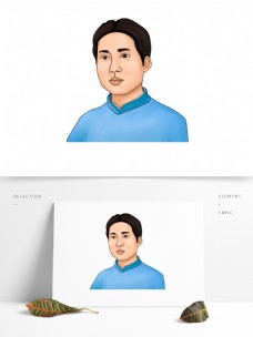 纪念建党节青年毛主席毛泽东手绘卡通写实肖像
