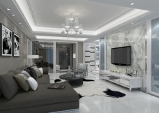 现代家庭客厅三维模型