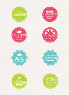 彩色夏季度假标签矢量图