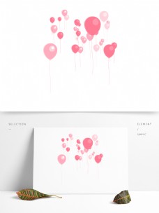 七夕情人节唯美情人节粉色气球设计元素