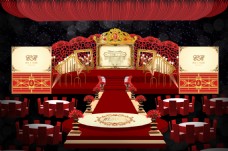 红色简欧婚礼舞台