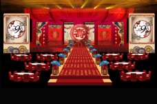 红色中式寿宴