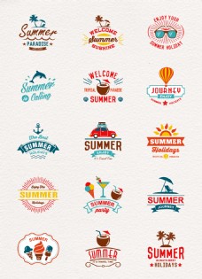 15款彩色夏日度假标签矢量图