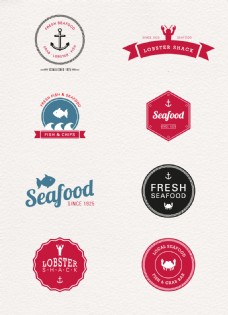 食材海鲜卡通海鲜食品标签矢量素材