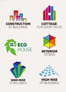 创意建筑创意彩色房屋建筑logo设计