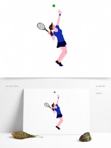 原创网球运动比赛人物元素