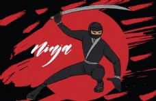 日本设计日本忍者背景海报设计