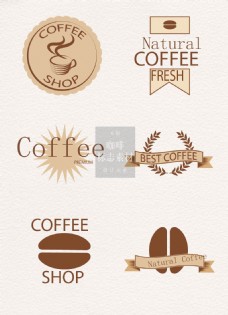 咖啡杯复古的英文咖啡标志素材