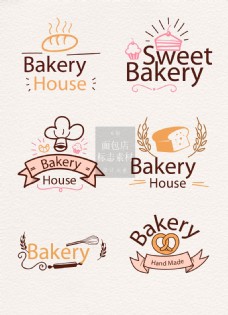 咖啡手绘的面包店标志素材