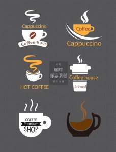 咖啡杯扁平化的咖啡标志矢量素材
