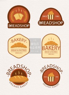 咖啡多形状的面包店标志素材