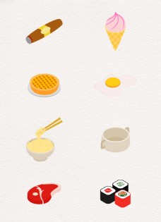 饮食产品卡通餐饮元素图标设计