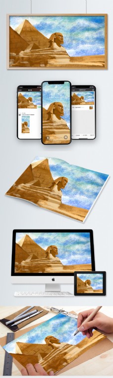 旅游风光世界旅游日埃及金字塔沙漠风光建筑