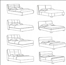 家具卧室床线条图
