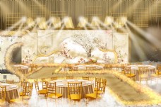 新中式麦秆黄婚礼效果图