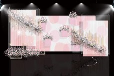 水彩效果粉色浪漫水彩风格婚礼迎宾区效果图