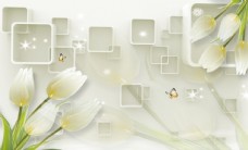 欧式花纹背景3D花卉背景墙