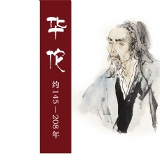 古代人物中医华佗中国风艺术字设计
