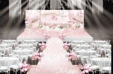 粉色大理石纹大气简约婚礼工装效果图