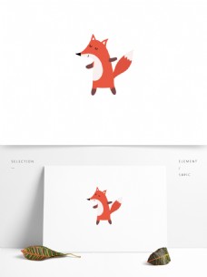 手绘创意卡通可爱风狐狸动物插画