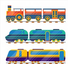 3款彩色火车设计矢量素材