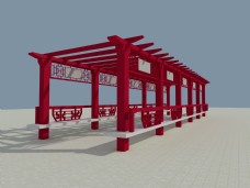 亭子长廊3D模型设计