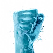 蓝色液体手指握拳手势效果图