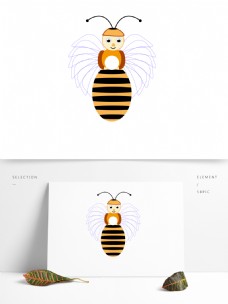PS矢量小蜜蜂带翅膀卡通形象设计元素