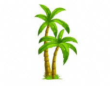 绿树清新绿色椰子树元素