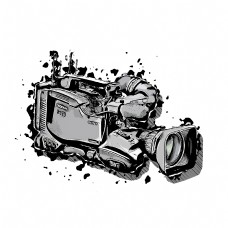 黑白泼墨效果摄影机图